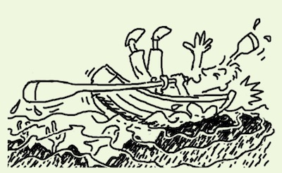 crashing into rock